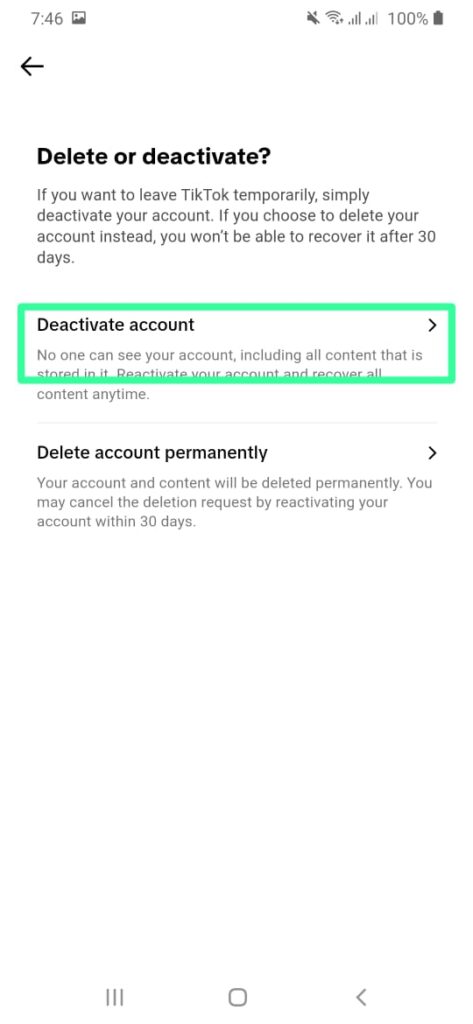 Step#5. Tap "Deactivate Account":